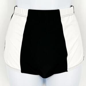 Swimsuit Bikini Bottom High Waisted in Color Block  Black and White Small